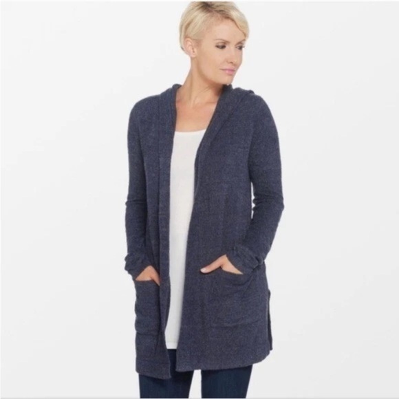 Barefoot Dreams Sweaters - Barefoot Dreams Women's Navy Blue Heathered Open-Front Cardigan size Large
